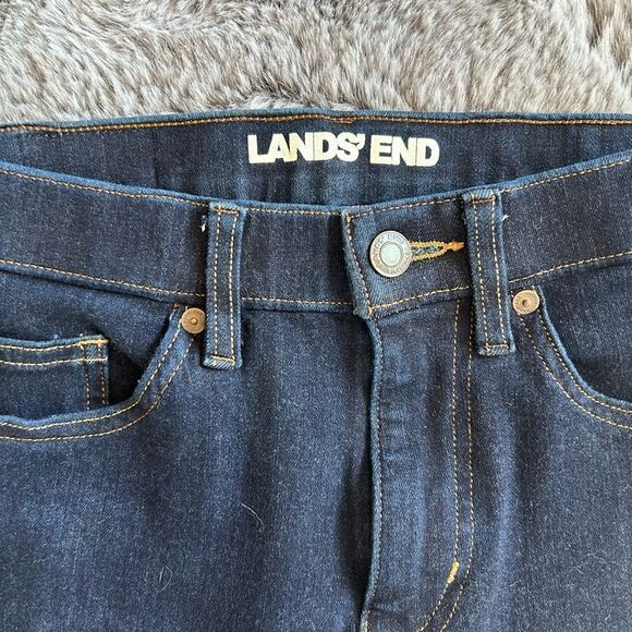 Land's End midrise stretchy cropped dark navy zip 5 pocket denim jeans Various - Picture 9 of 10